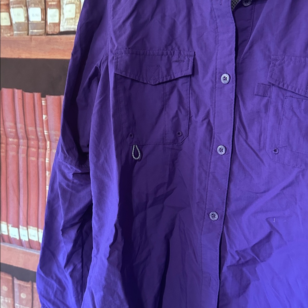 Columbia purple PFG nylon long sleeve button down shirt Large - Picture 4 of 6